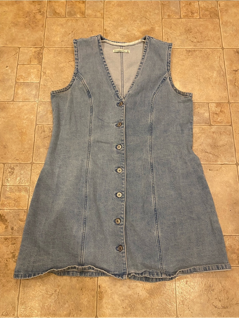 Abercrombie Fitch Denim Mini Dress Button Front Light Wash Sz XLP EUC